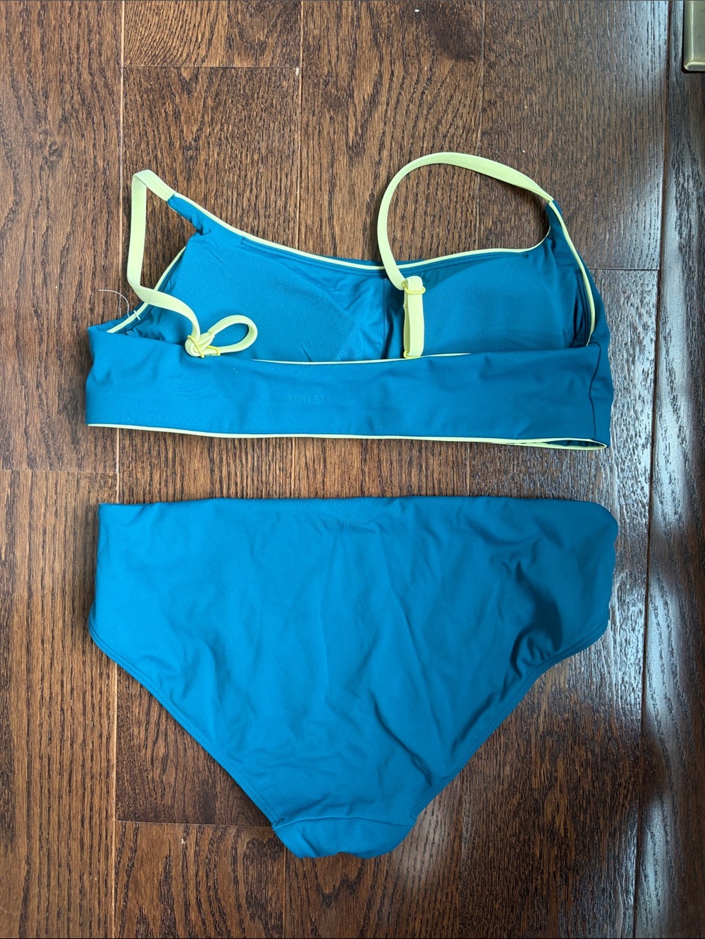 Athleta Teal Bikini Set with Yellow Trim Size Medium - Picture 3 of 4